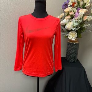 Nike Dri-FIT Long Sleeve Red/Orange Athletic Top – Size M
